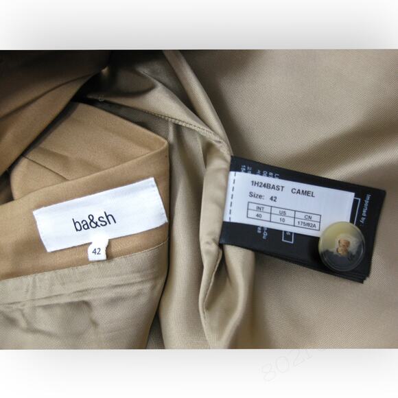 10/42 BA&SH Bastien CottonBlend ALine Wrap Midi Skirt Camel PatchPockets - Picture 7 of 14